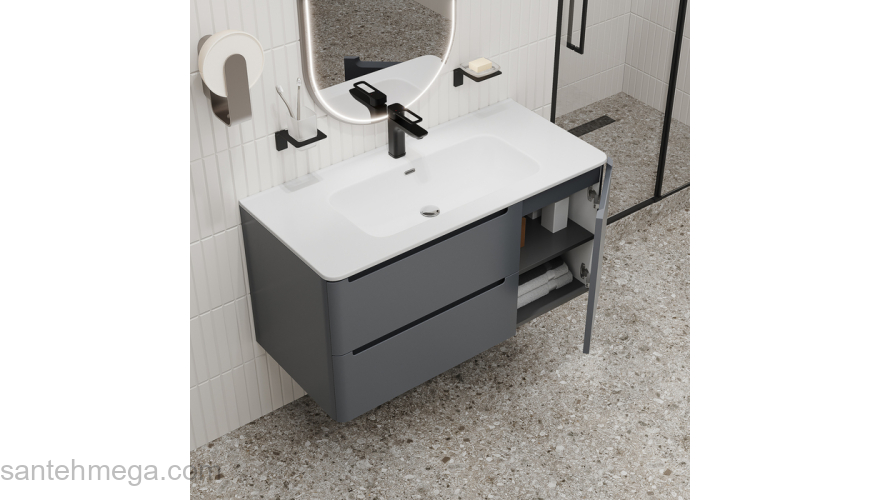 Тумба с умывальником подвесная 100 см темно-серый Edifice IDDIS EDI10D0i95K  подходит умыв. 0101000i28. Фото