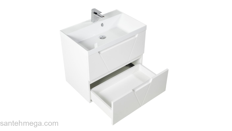 Тумба под раковину подвесная BELBAGNO VITTORIA-800-2C-SO-BL-P Bianco Lucido. Фото