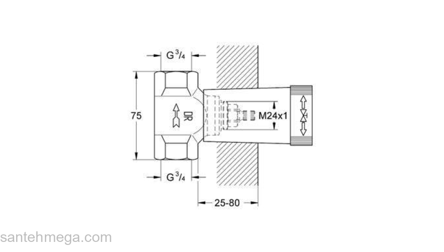 Механизм скрытого вентиля GROHE 29802000. Фото