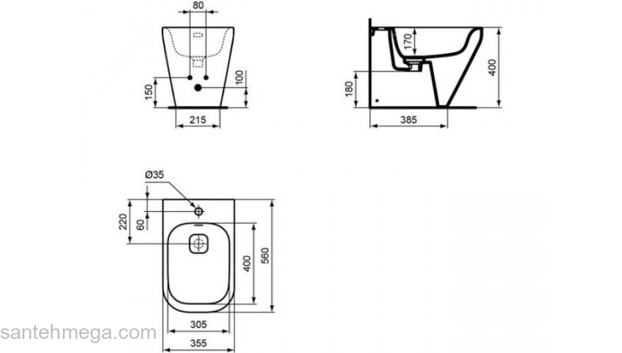 Биде напольное IDEAL STANDARD Tonic II K523801. Фото