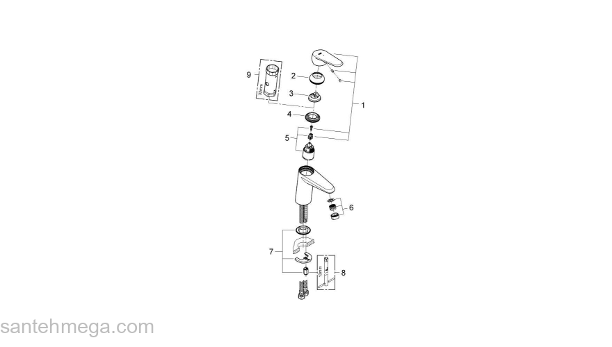 GROHE 2338220E Eurodisc Cosmopolitan Смеситель однорычажный, гладкий корпус, с энергосберегающим картриджом (подача холодной воды при центральном расположении рычага). Фото