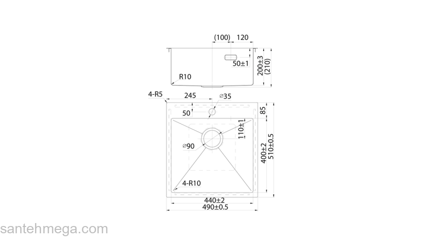 Мойка нерж. сталь сатин 490*510 Haze IDDIS HAZ49S0i77. Фото