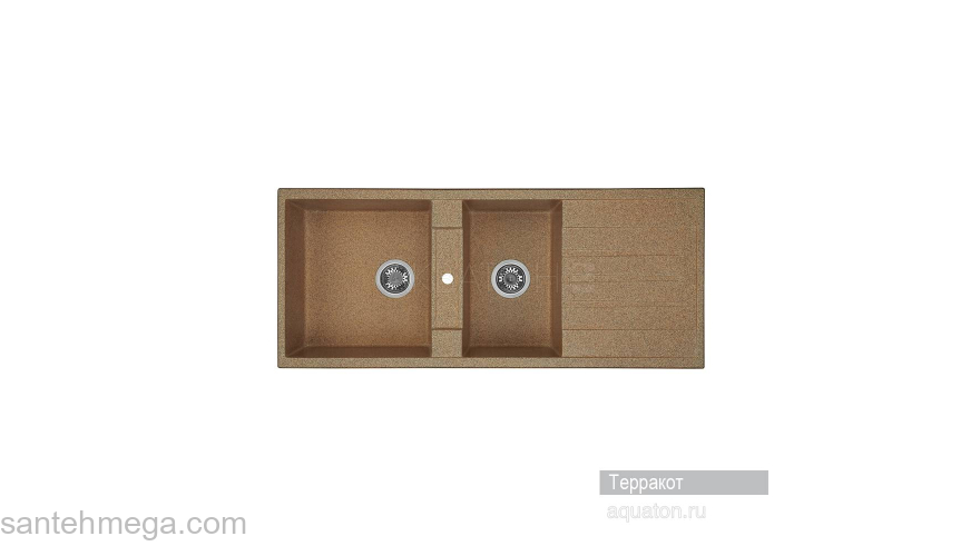Мойка для кухни Акватон Торина прямоугольная с крылом и дополнительной чашей терракот 1A712032TR270. Фото