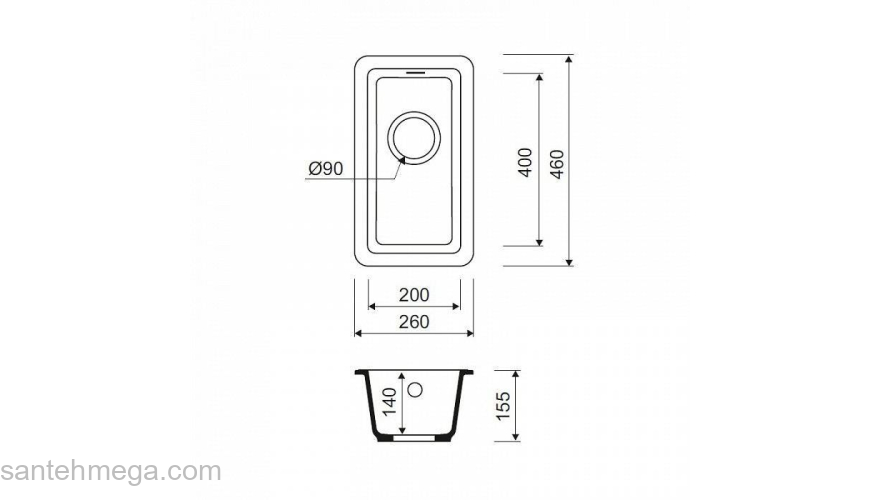 Мойка Granucryl для подстольного монтажа цвет "песок" Tanto IDDIS TU1P261i87. Фото