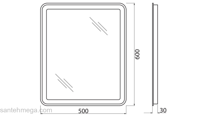 Зеркало с встроенным светильником и кнопочным выключателем BELBAGNO SPC-MAR-500-600-LED-BTN. Фото