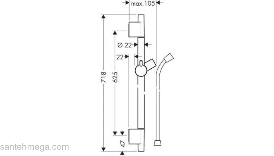 Штанга для душа Hansgrohe Unica S Puro 28632670. Фото