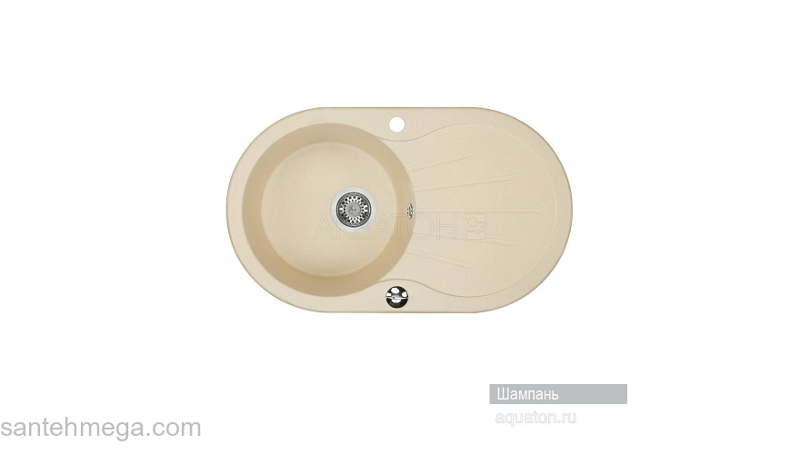 Мойка для кухни Акватон Паола круглая с крылом шампань 1A714032PA290. Фото