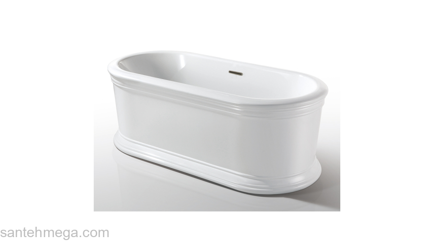 Ванна акриловая AZARIO TOUR 1800x900x600, свободностоящая, в комплекте с сифоном и металлической рамой, белая TOU18090. Фото