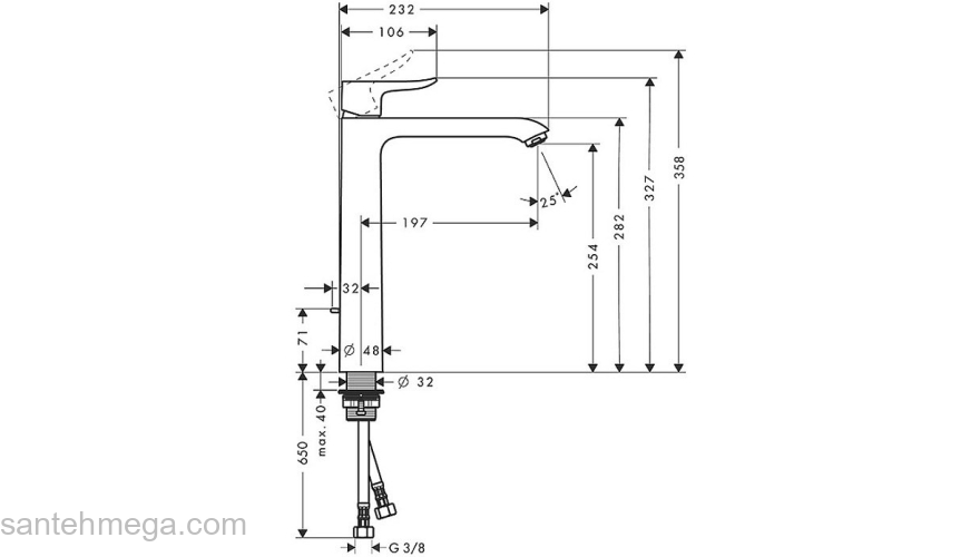 Смеситель для раковины Hansgrohe Metris 260 31082000. Фото