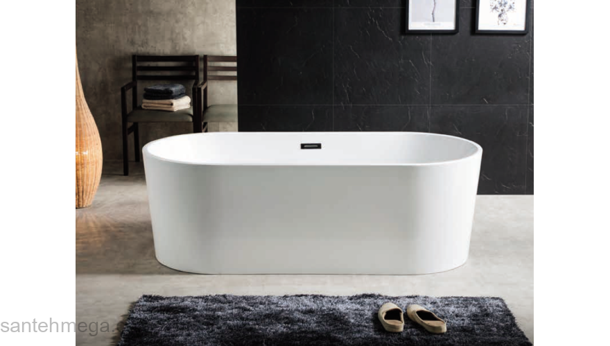 Ванна акриловая Azario BRISTOL 1600х800х580, свободностоящая, в комплекте с сифоном и металлической рамой BRI16080. Фото