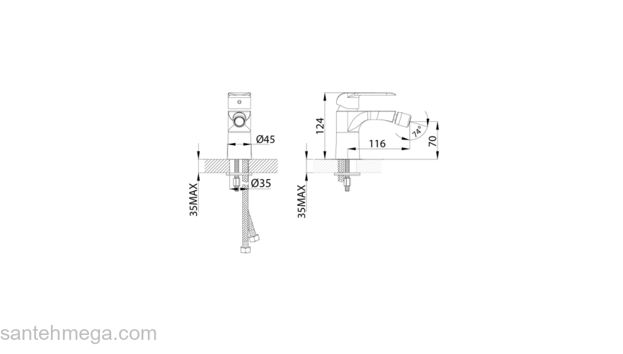 Смеситель для биде белый/хром Calipso IDDIS CALSB00i04. Фото