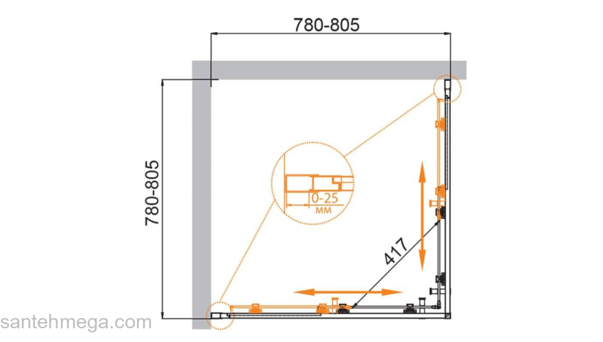 Душевой угол CEZARES Molveno MOLVENO-A-2-80-C-Cr-IV. Фото