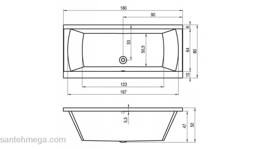 Ванна акриловая RIHO Julia 180х80 BA72005. Фото