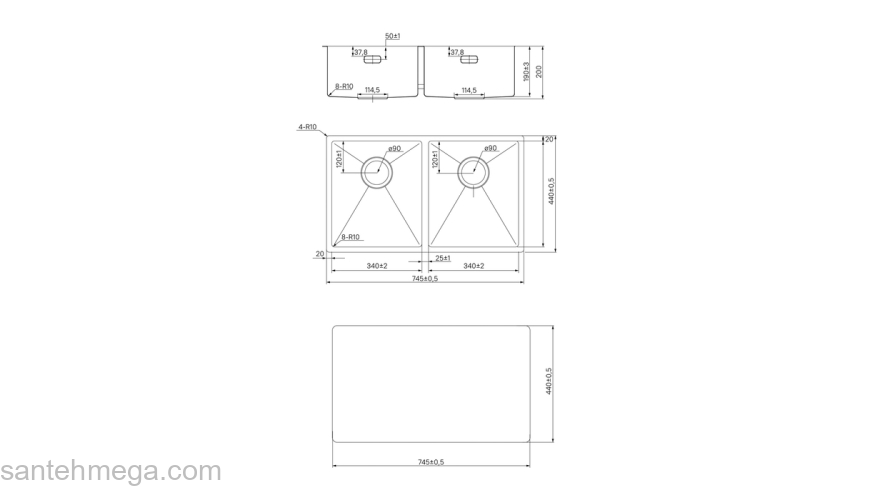 Мойка нерж. сталь универсального монтажа матовое золото 745*440  Edifice IDDIS EDI75B2i77. Фото