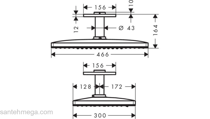 Верхний душ Hansgrohe Rainmaker Select 460 3jet 24006400. Фото