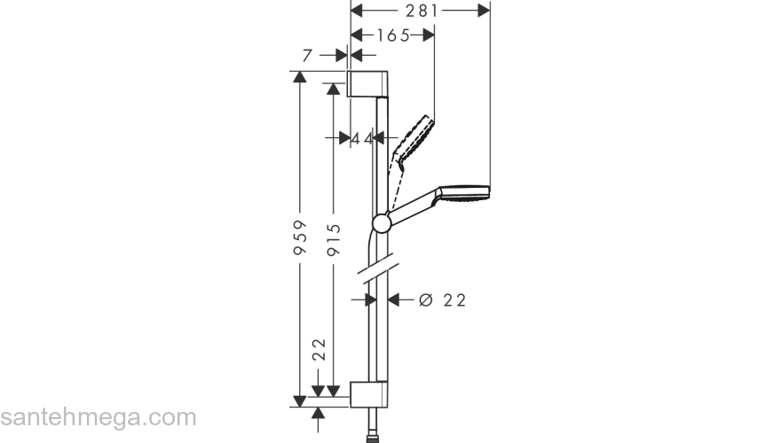 Душевой набор Hansgrohe Crometta 1jet 90 см. 26537400, белый/хром. Фото