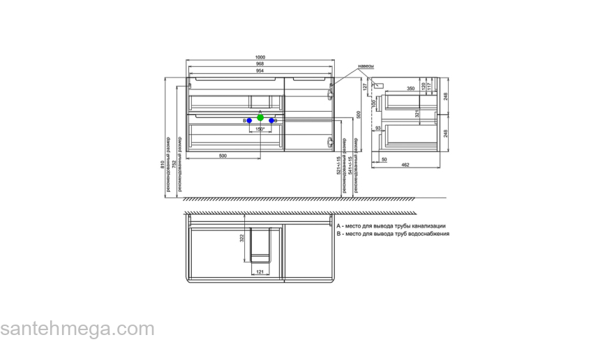 Тумба с умывальником подвесная 100 см темно-серый Edifice IDDIS EDI10D0i95K  подходит умыв. 0101000i28. Фото