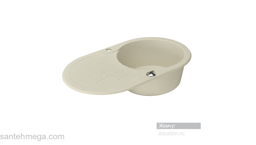 Мойка для кухни Акватон Паола круглая с крылом жемчуг 1A714032PA240. Фото