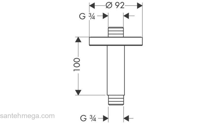 Потолочное подсоединение 3/4 Hansgrohe 27418000. Фото
