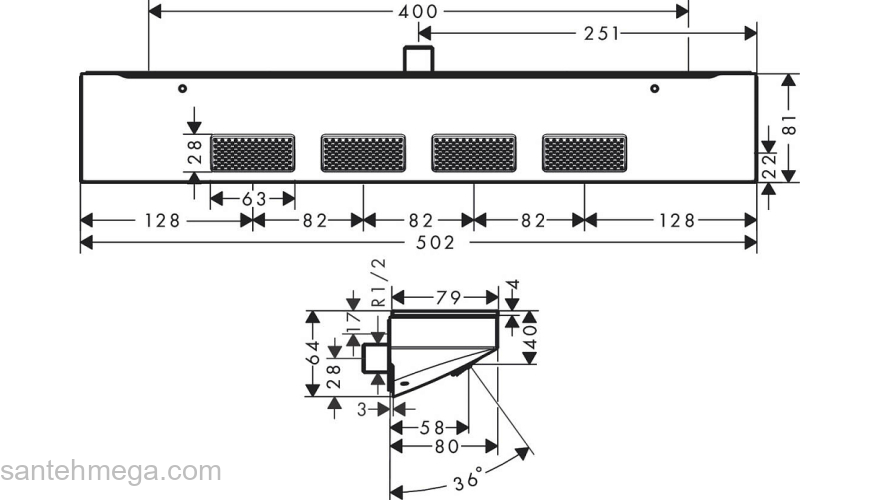 Верхний душ Hansgrohe Rainfinity 26243000. Фото
