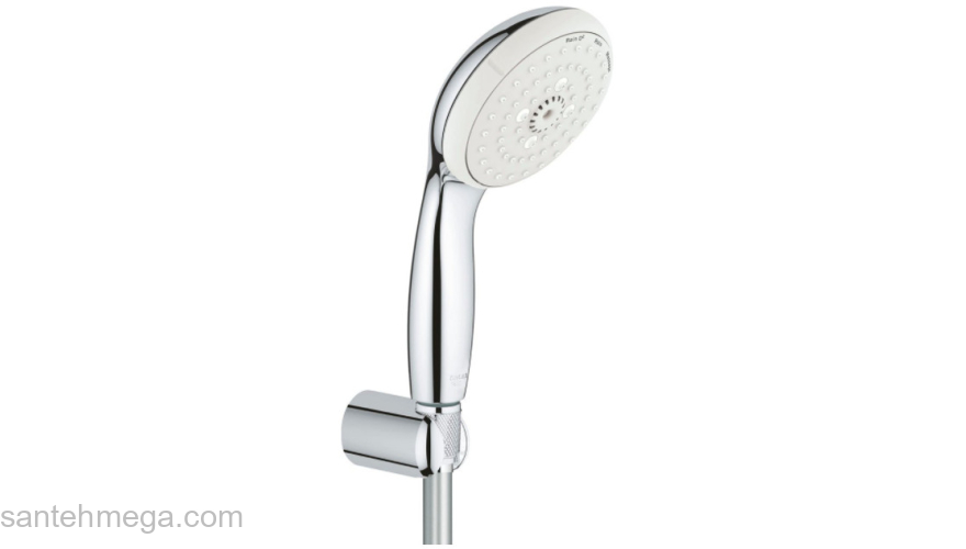 GROHE 27849001 Tempesta New 100 Душевой набор III (круглый ручной душ, настенный держатель, шланг 1750 мм), хром. Фото