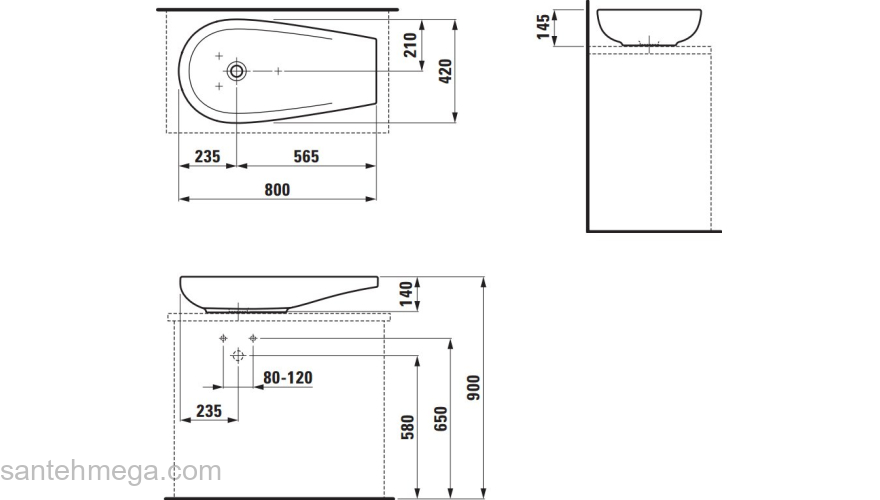 Раковина LAUFEN Alessi IL Bagno LCC 80x42 8.1897.3.400.112.1. Фото