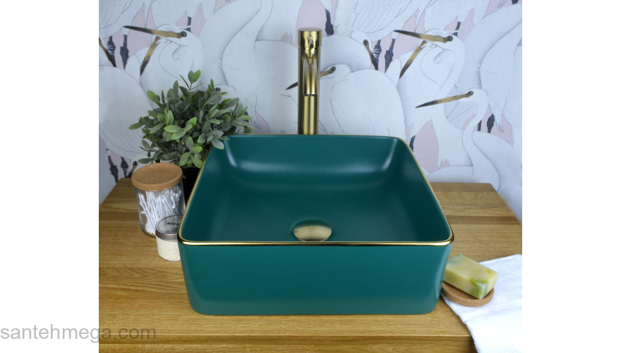 Раковина накладная 40х40 Bronze De Luxe 1063. Фото