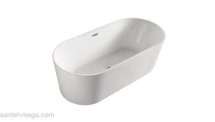 Ванна акриловая Azario BRISTOL 1700х800х580, свободностоящая, в комплекте с сифоном и металлической рамой, BRI17080. Фото