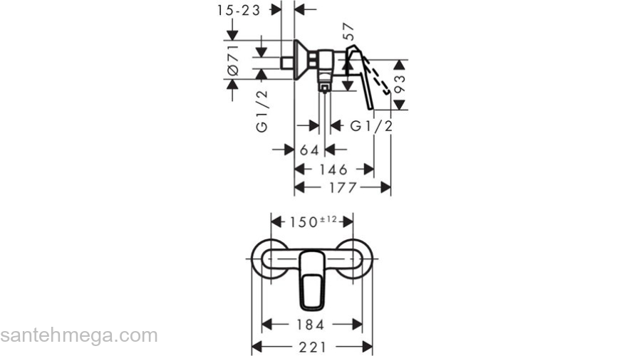 Смеситель для душа Hansgrohe Logis Loop 71247000. Фото