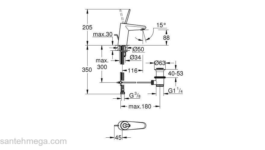 Смеситель для раковины GROHE Eurodisc Joystick 23425LS0. Фото