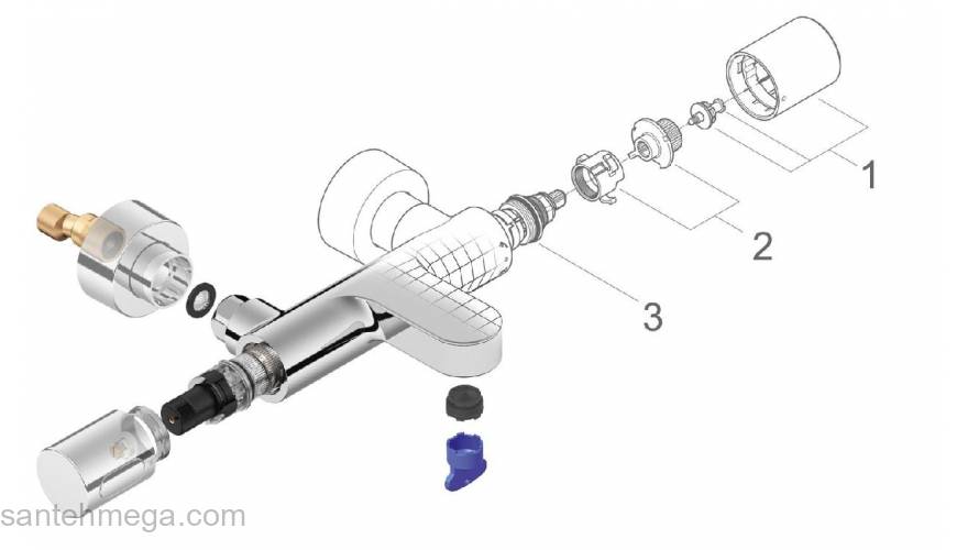 Термостатический смеситель для ванны GROHE Grohtherm 3000 34276000. Фото