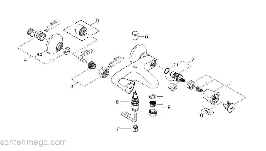 Смеситель для ванны GROHE Costa S 25483001. Фото