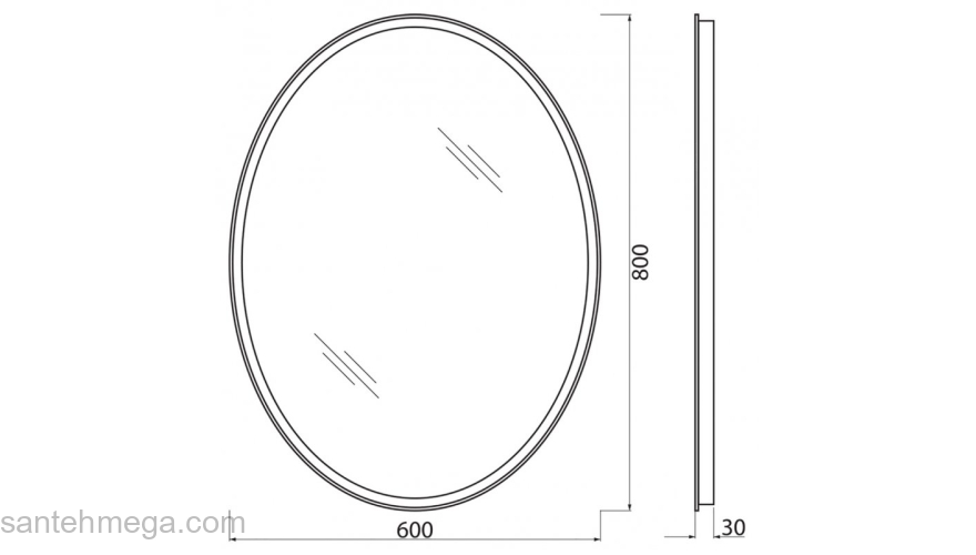 Зеркало с встроенным светильником и кнопочным выключателем BELBAGNO SPC-VST-600-800-LED-BTN. Фото