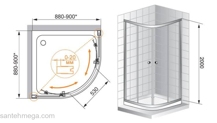 Душевой угол CEZARES Anima ANIMA-W-R-2-90-P-Cr. Фото