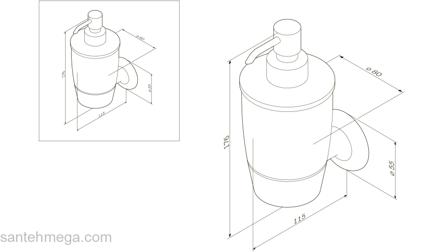 Стеклянный диспенсер для жидкого мыла с настенным держателем AM.PM Like A8036900 для ванной комнаты. Фото