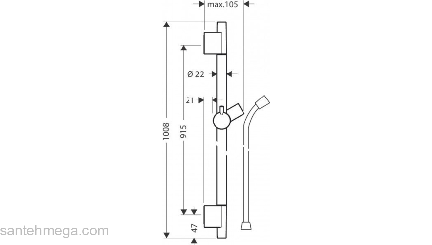 Штанга для душа Hansgrohe Unica S Puro 28631670. Фото