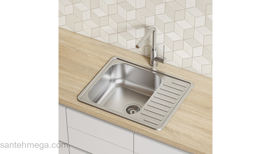 Мойка с сифоном арт. S11UPS0i84 нерж. сталь шелк 585*485 Strit S IDDIS STR58SDi77S. Фото