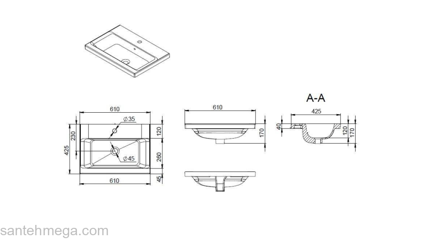 Раковина мебельная 60 см AM.PM Gem M90WCC0602WG. Фото