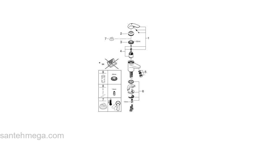 Смеситель для раковины Grohe Euroeco 32734000. Фото