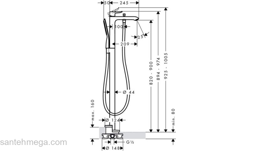 Смеситель для ванны Hansgrohe Metris 31471000. Фото