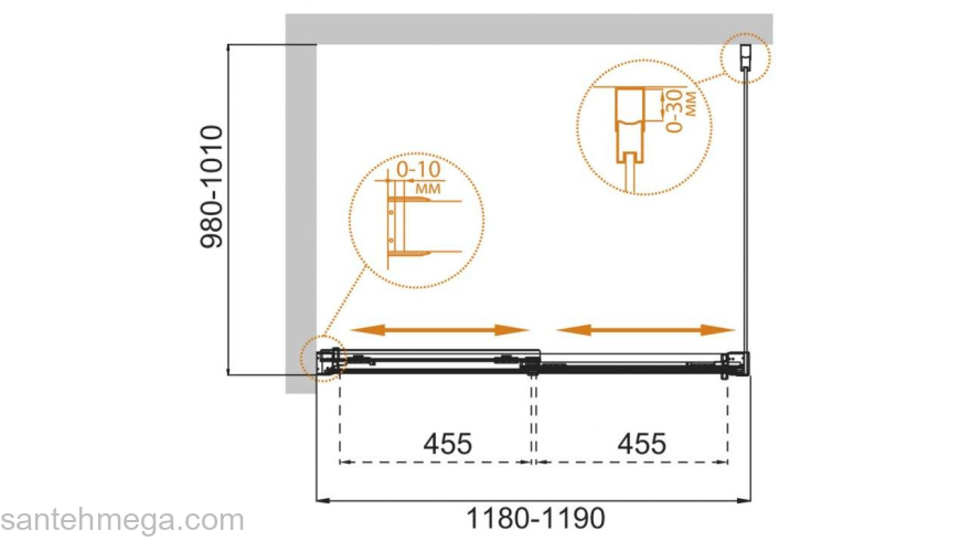 Душевой угол CEZARES Tandem Soft TANDEM-SOFT-AH-2-120/100-P-Cr-L. Фото