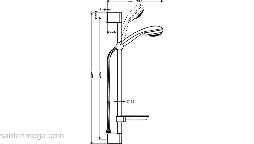 Душевой набор Hansgrohe Crometta 85 Vario Unica/Crometta 65 27764000, хром. Фото