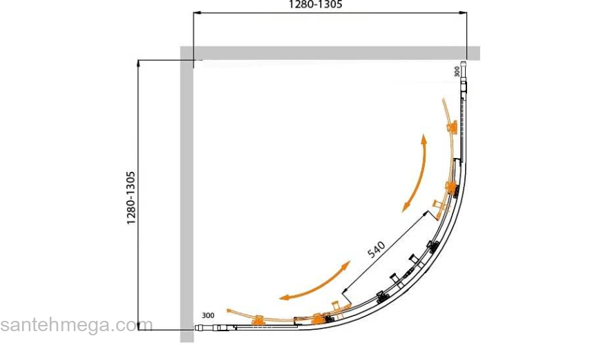 Душевой угол CEZARES Molveno MOLVENO-R-22-100+30-C-Cr-IV. Фото
