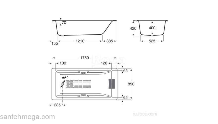 Ванна ROCA Belice 175x85 233550000. Фото