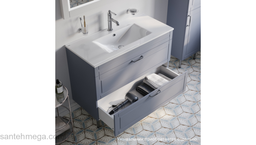 Тумба  напольная 100 см светло-серый Oxford IDDIS OXF10L1i95 подходит умыв. 0131000i28. Фото