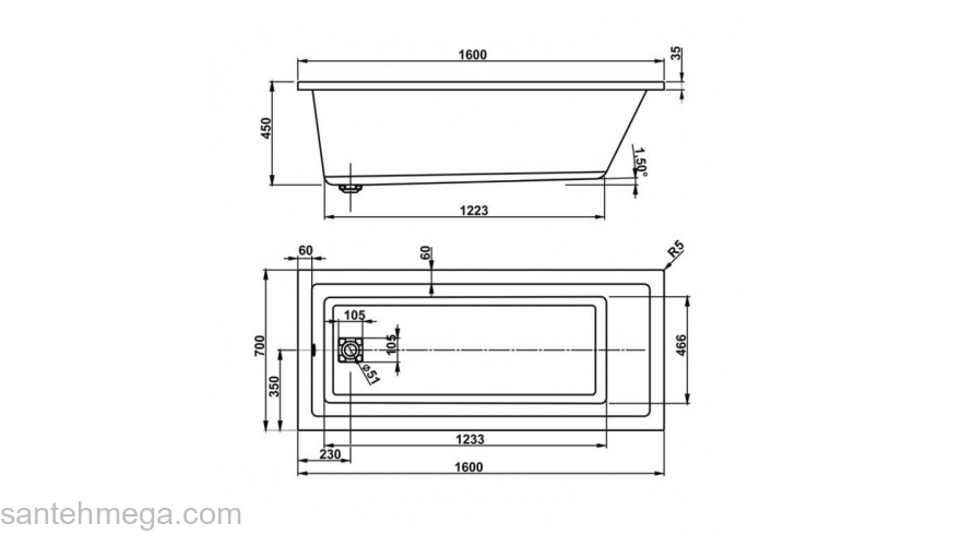 Ванна акриловая VAGNERPLAST Cavallo 160 VPBA167CAV2X-01. Фото
