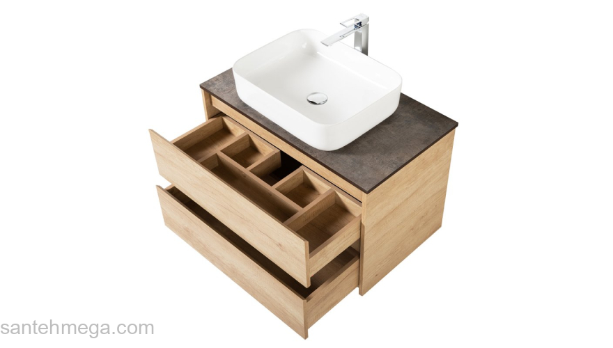 Тумба под раковину подвесная BELBAGNO KRAFT-800-2C-SO-RNN Rovere Nebrasca Nature. Фото