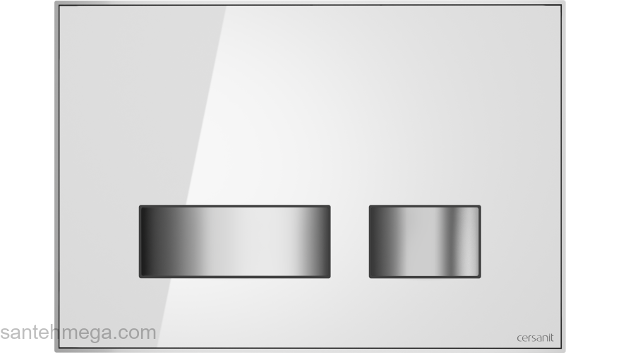 CERSANIT Кнопка MOVI стекло белый глянцевый универсальная с монтажной рамкой BU-MOV/Whg/Gl. Фото