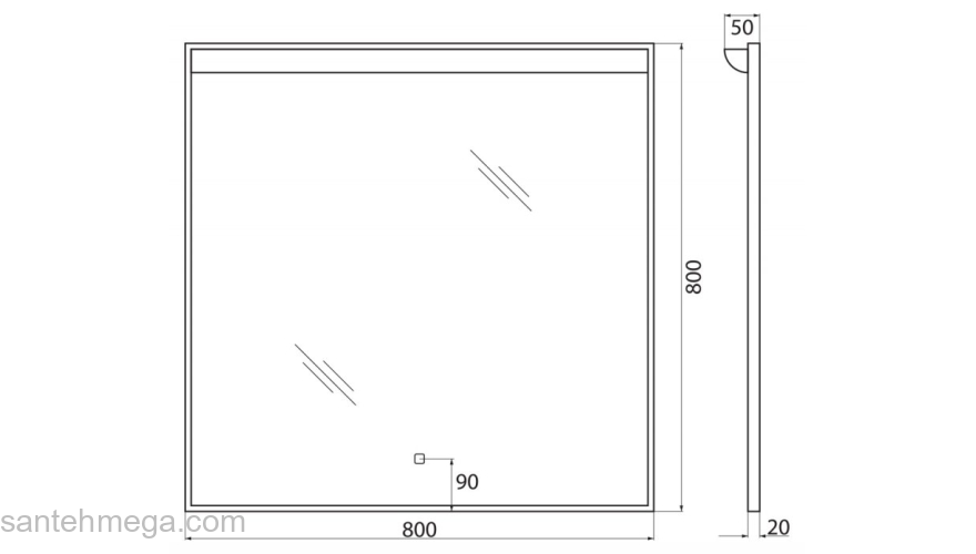 Зеркало с подсветкой BELBAGNO SPC-UNO-800-800-TCH. Фото
