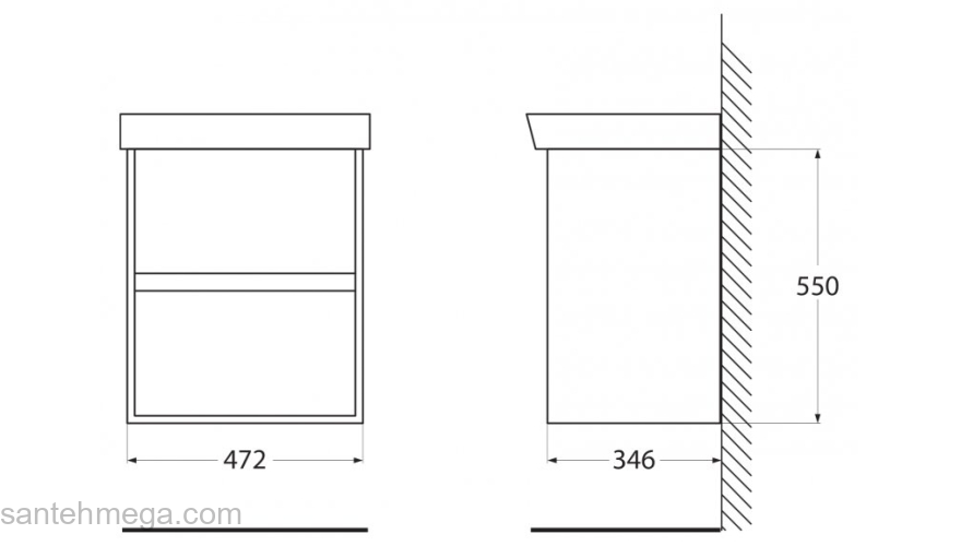 Тумба под раковину подвесная BELBAGNO NEON-500-2C-SO-PB Pino Bianco. Фото